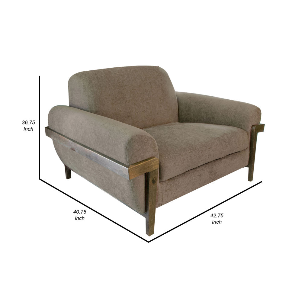 Pola Accent Chair Light Brown Polyester Foam Cushions Solid Pine Wood By Casagear Home BM320744