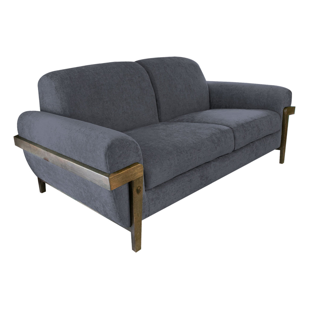 Pola Loveseat Iron Gray Polyester Foam Cushions Solid Pine Wood 69 Inch By Casagear Home BM320748