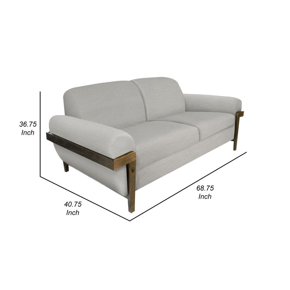 Pola Loveseat Beige Polyester Foam Cushions Solid Pine Wood 69 Inch By Casagear Home BM320749