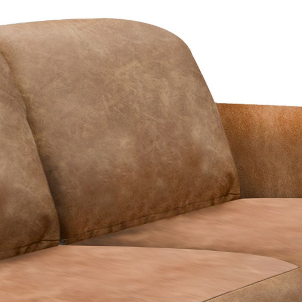 Pola Loveseat Cognac Brown Faux Leather Foam Solid Pine Wood 69 Inch By Casagear Home BM320750