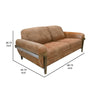 Pola Loveseat Cognac Brown Faux Leather Foam Solid Pine Wood 69 Inch By Casagear Home BM320750