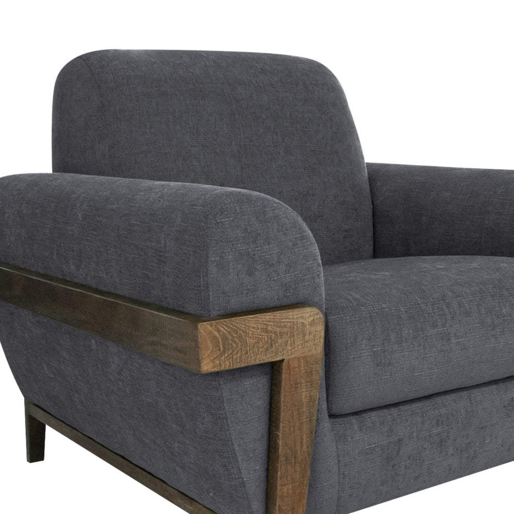 Pola Sofa Iron Gray Polyester Foam Cushions Solid Pine Wood 95 Inch By Casagear Home BM320752