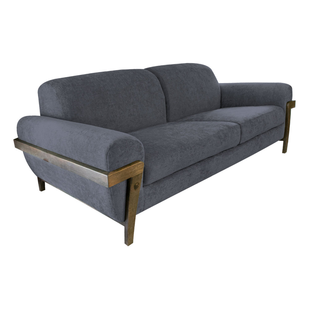 Pola Sofa, Iron Gray Polyester, Foam Cushions, Solid Pine Wood, 95 Inch By Casagear Home