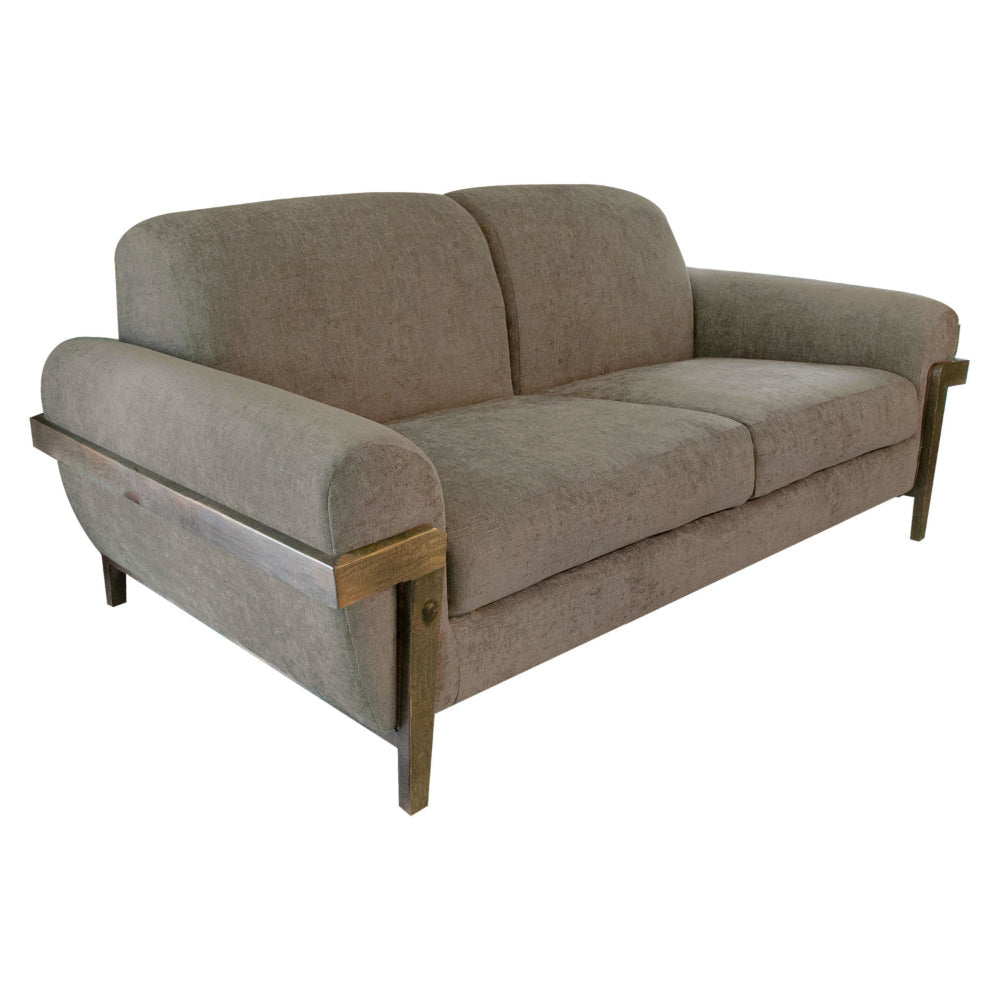 Pola Sofa, Light Brown Polyester, Foam Cushions, Solid Pine Wood, 95 Inch By Casagear Home