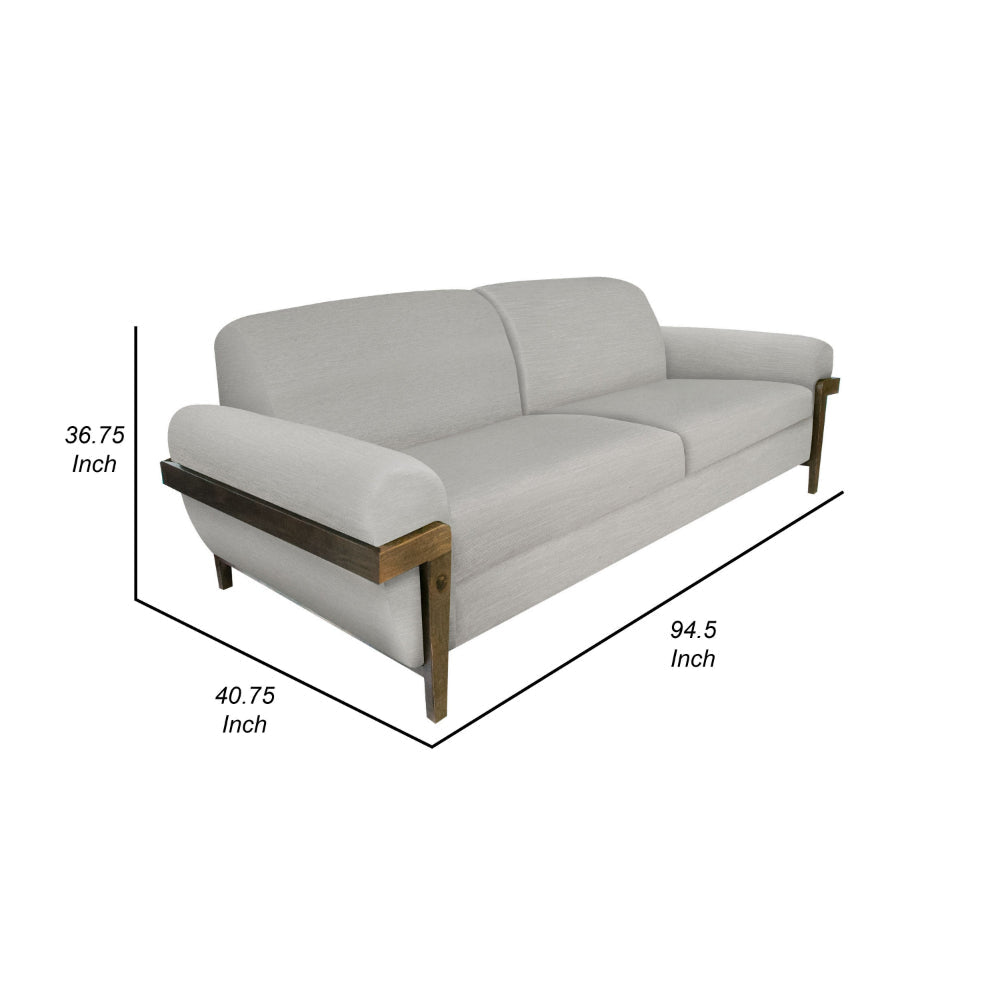 Pola Sofa Beige Polyester Foam Cushions Solid Pine Wood Frame 95 Inch By Casagear Home BM320755