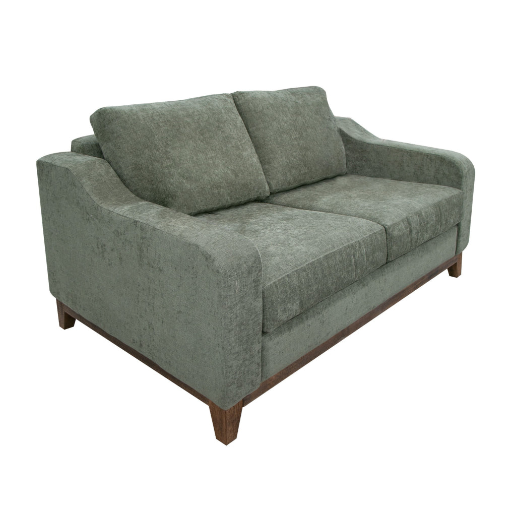 Tuba Loveseat Olive Green Polyester Plush Foam Solid Pine Wood 62 Inch By Casagear Home BM320763