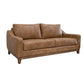 Tuba Loveseat, Cognac Brown Faux Leather, Foam, Solid Pine Wood, 62 Inch By Casagear Home