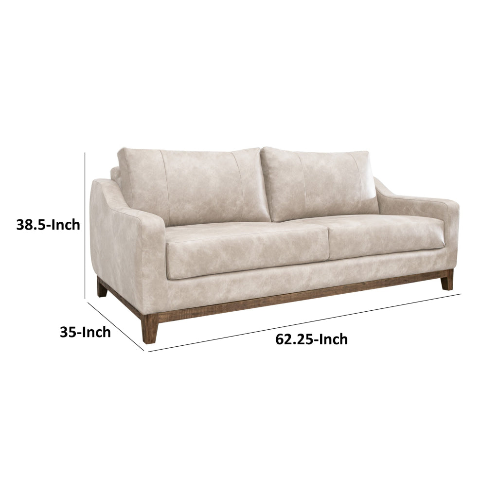 Tuba Loveseat Gray Polyester Foam Cushions Solid Pine Wood 62 Inch By Casagear Home BM320767