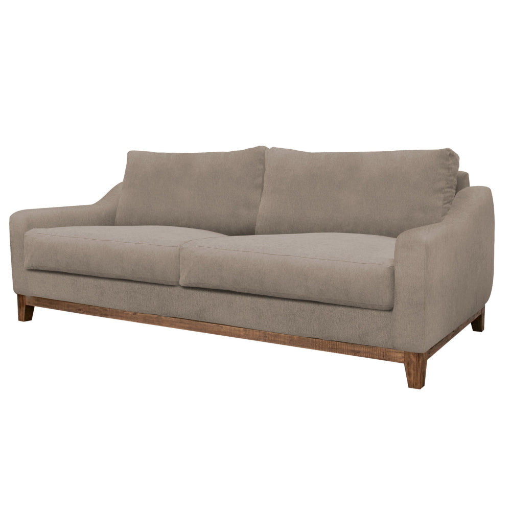 Tuba Sofa Light Brown Polyester Foam Cushions Solid Pine Wood 88 Inch By Casagear Home BM320770