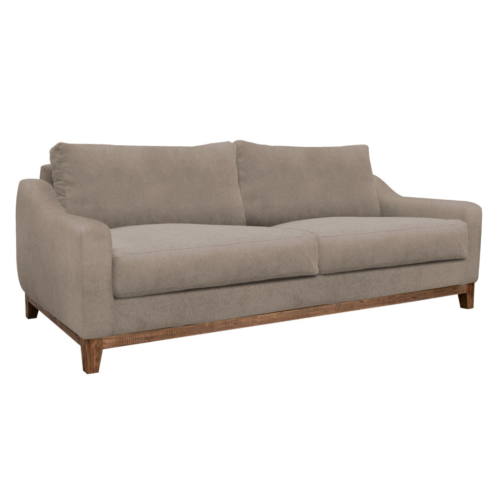 Tuba Sofa, Light Brown Polyester, Foam Cushions, Solid Pine Wood, 88 Inch By Casagear Home