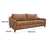 Tuba Sofa Cognac Faux Leather Foam Cushions Solid Pine Wood 88 Inch By Casagear Home BM320772