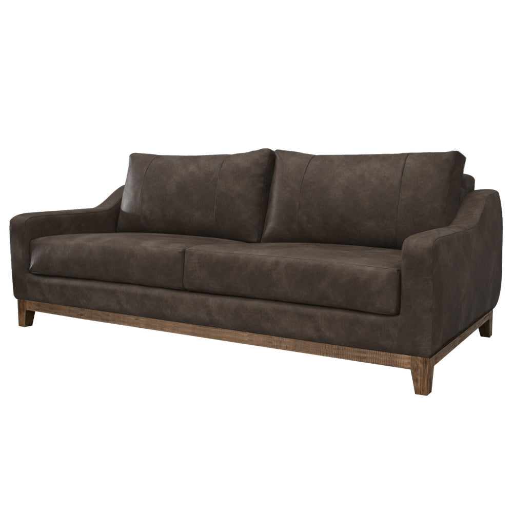 Tuba Sofa Chocolate Brown Polyester Foam Cushions Solid Wood 88 Inch By Casagear Home BM320774