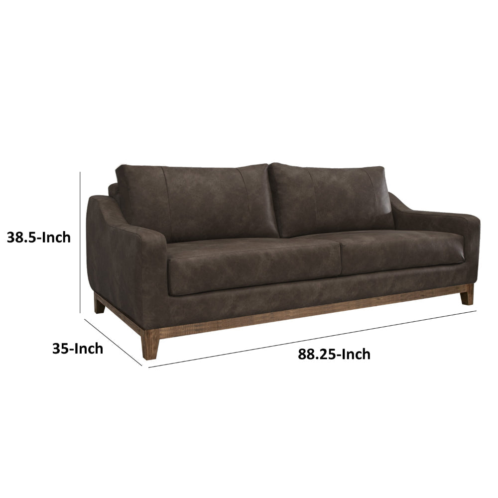 Tuba Sofa Chocolate Brown Polyester Foam Cushions Solid Wood 88 Inch By Casagear Home BM320774