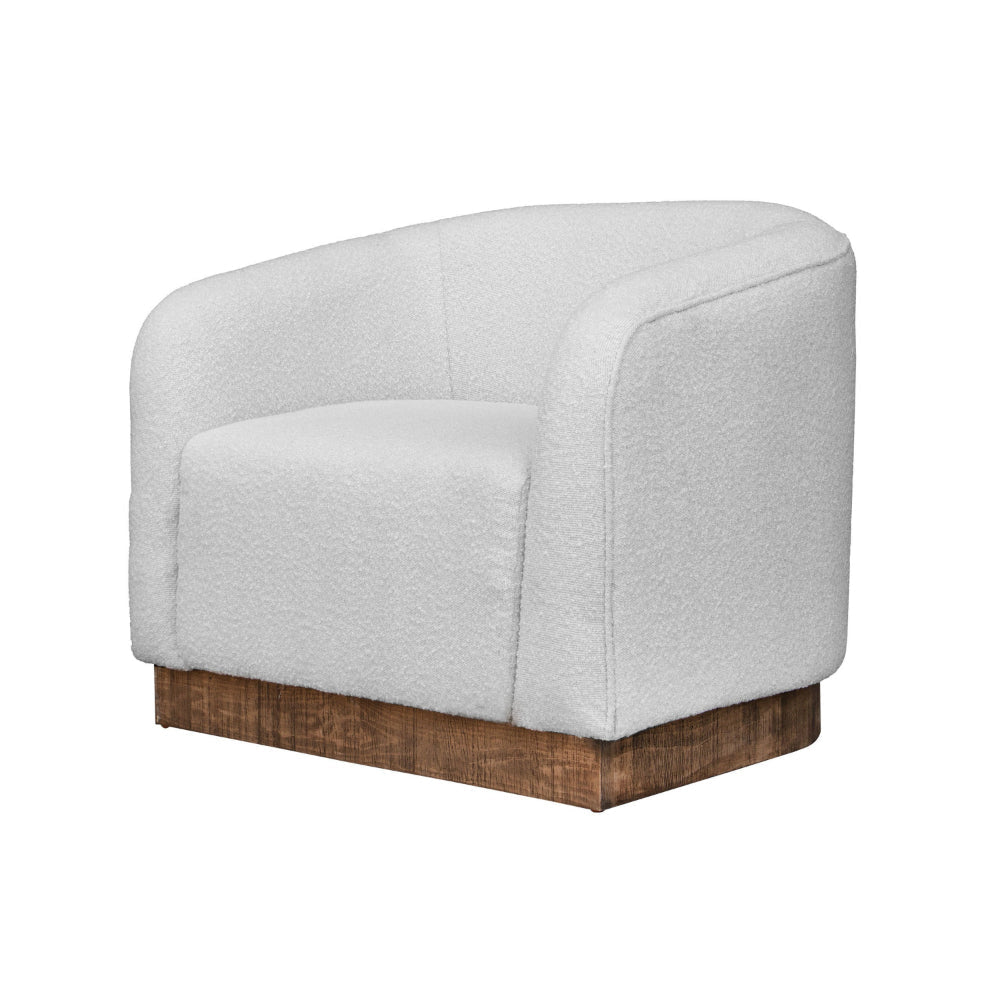 Ino Accent Chair Ivory Polyester Foam Cushions Solid Pine Wood Platform By Casagear Home BM320775