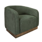 Ino Accent Chair, Olive Green Polyester, Foam Cushions, Solid Wood Platform By Casagear Home