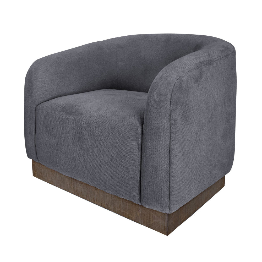 Ino Accent Chair Dark Gray Polyester Foam Cushions Solid Wood Platform By Casagear Home BM320777