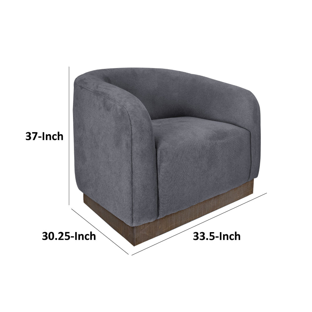 Ino Accent Chair Dark Gray Polyester Foam Cushions Solid Wood Platform By Casagear Home BM320777