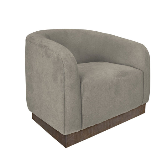 Ino Accent Chair, Almond Gray Polyester, Foam Cushions, Solid Wood Platform By Casagear Home