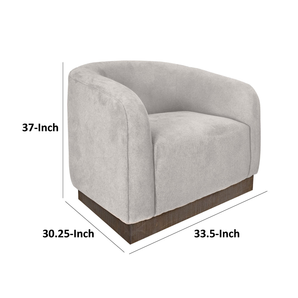 Ino Accent Chair Beige Polyester Foam Cushions Solid Pine Wood Platform By Casagear Home BM320779