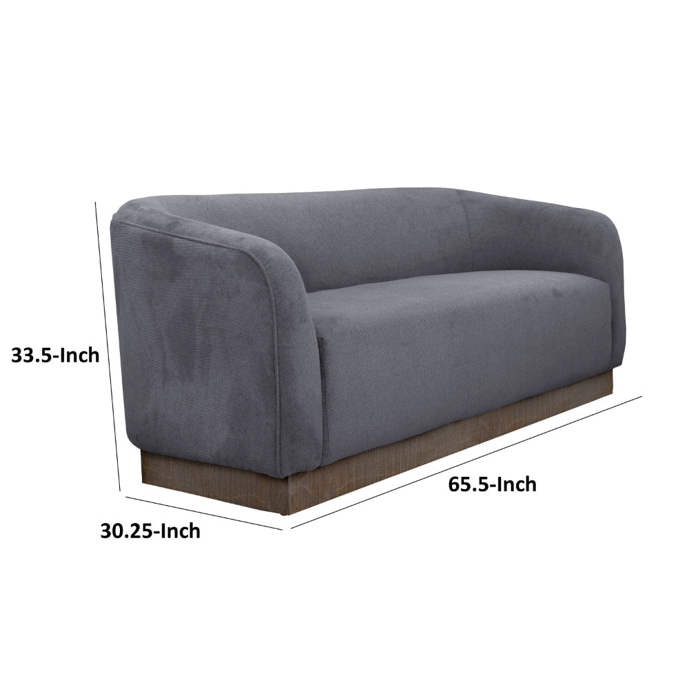 Ino Loveseat Dark Gray Polyester Foam Cushions Solid Wood Base 66 Inch By Casagear Home BM320784