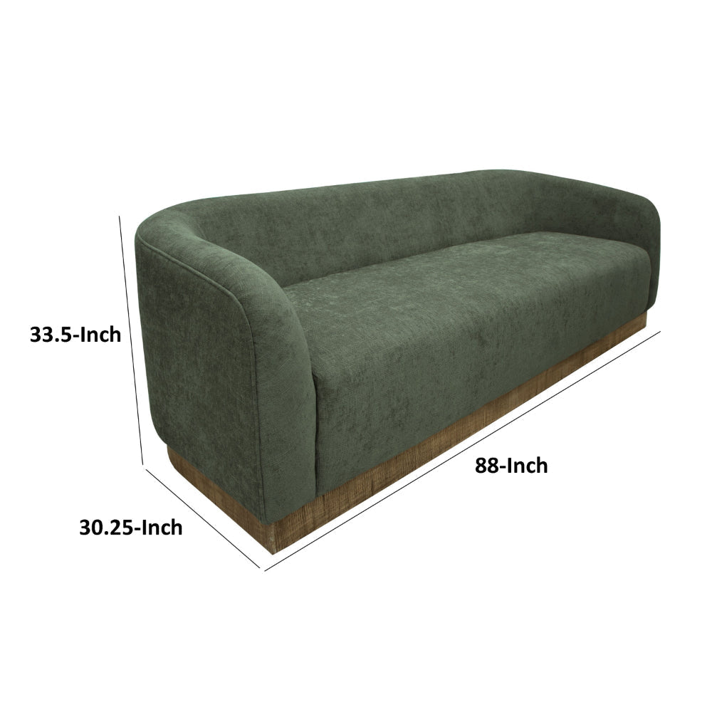 Ino Sofa Olive Green Polyester Foam Cushions Solid Pine Wood 88 Inch By Casagear Home BM320790