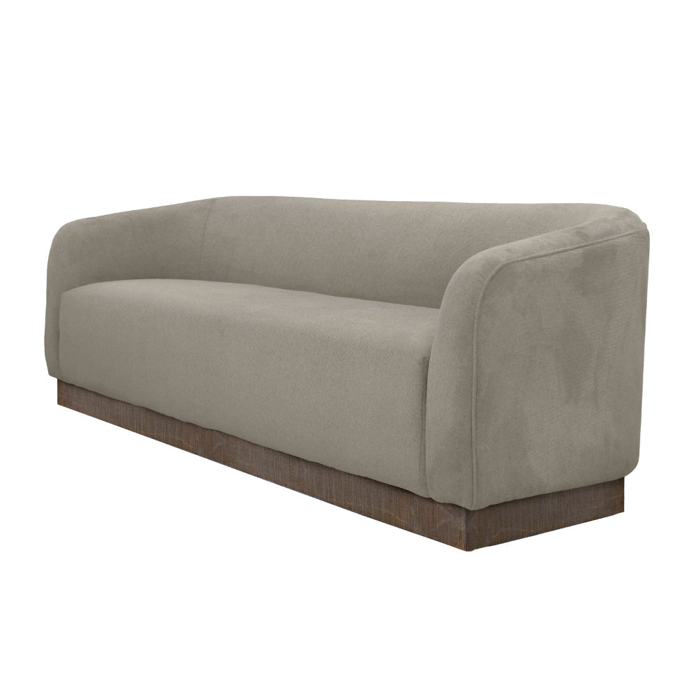 Ino Sofa Almond Gray Polyester Foam Cushions Solid Wood Base 88 Inch By Casagear Home BM320792