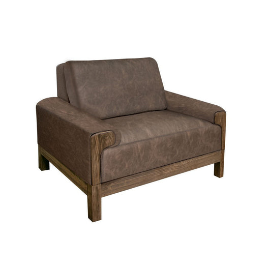 Caisy Accent Chair, Chocolate Brown Fabric, Foam Cushions, Solid Pine Wood By Casagear Home