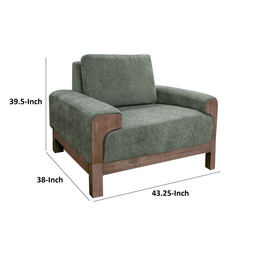 Caisy Accent Chair Olive Green Polyester Foam Cushions Solid Pine Wood By Casagear Home BM320799