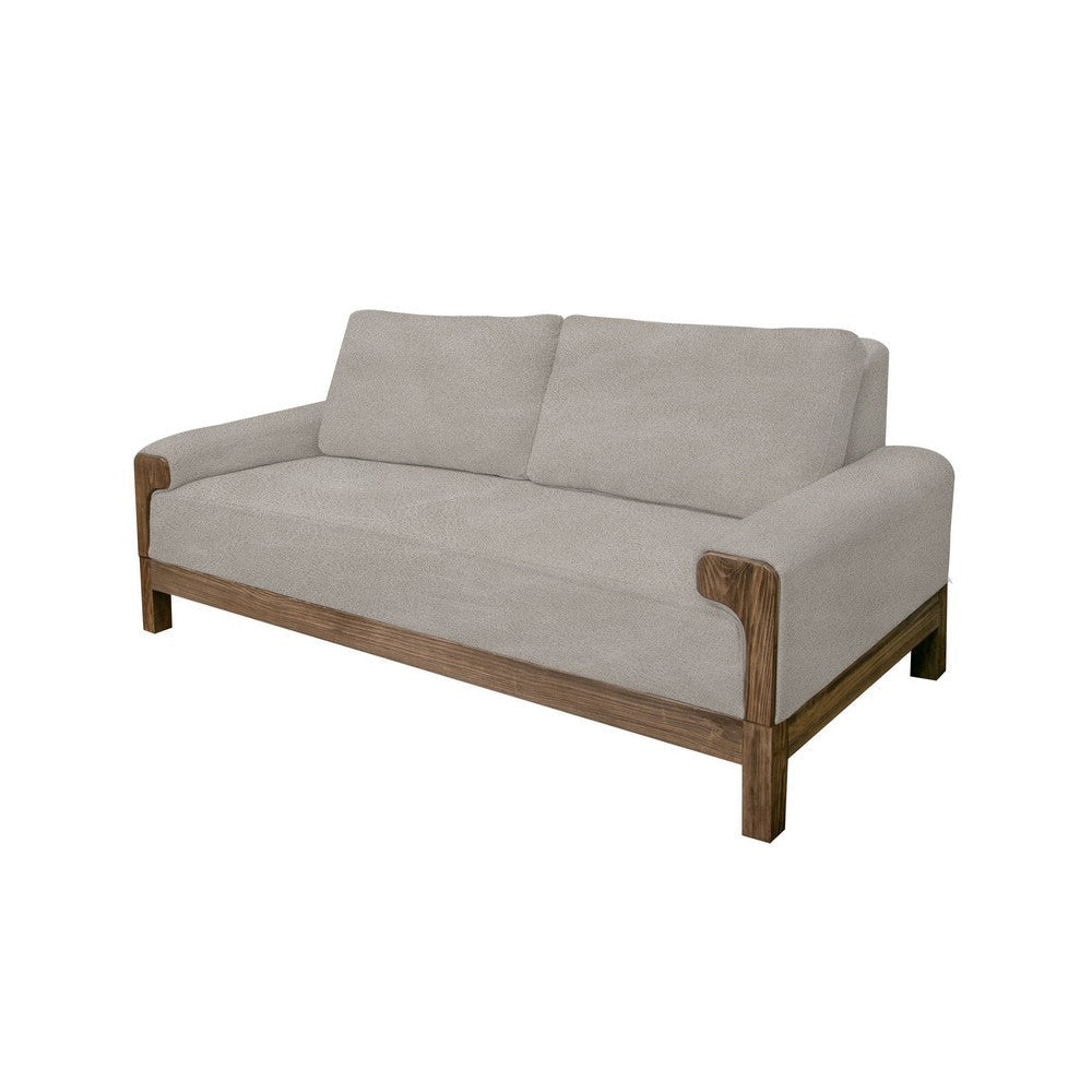 Caisy Loveseat Gray Fabric Foam Cushions Brown Solid Pine Wood 69 Inch By Casagear Home BM320803