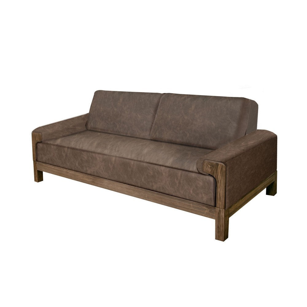 Caisy Loveseat Chocolate Brown Fabric Foam Cushions Solid Wood 69 Inch By Casagear Home BM320804