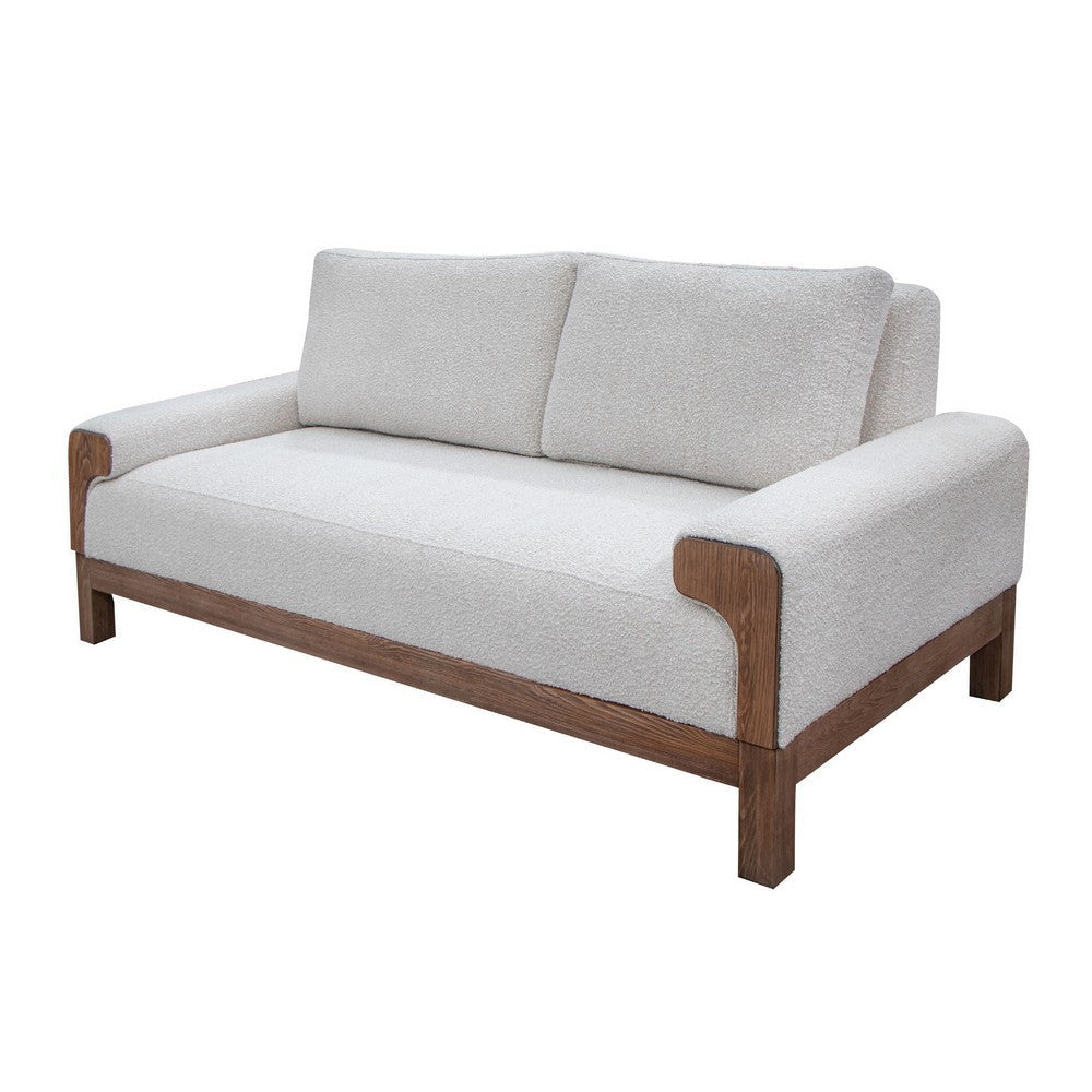 Caisy Loveseat Ivory Polyester Foam Cushions Solid Pine Wood 69 Inch By Casagear Home BM320805