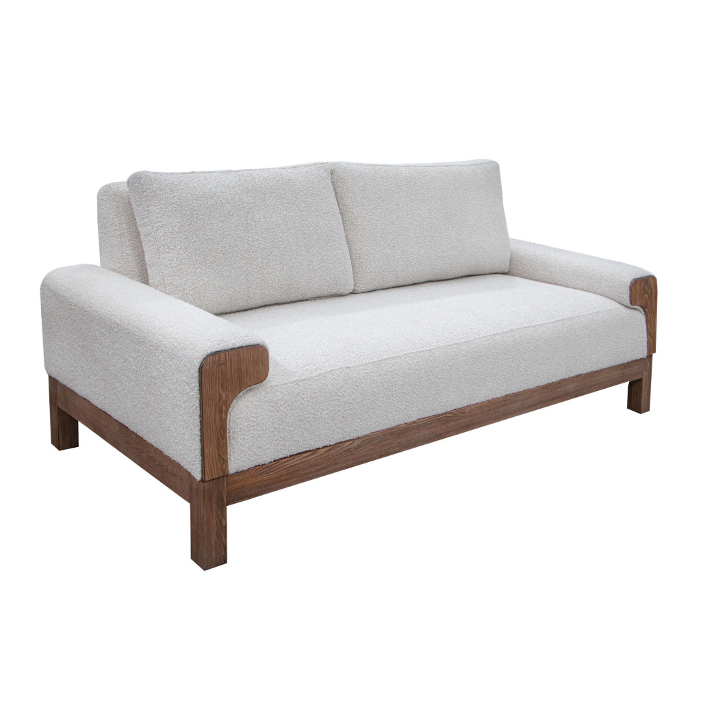 Caisy Loveseat Ivory Polyester Foam Cushions Solid Pine Wood 69 Inch By Casagear Home BM320805