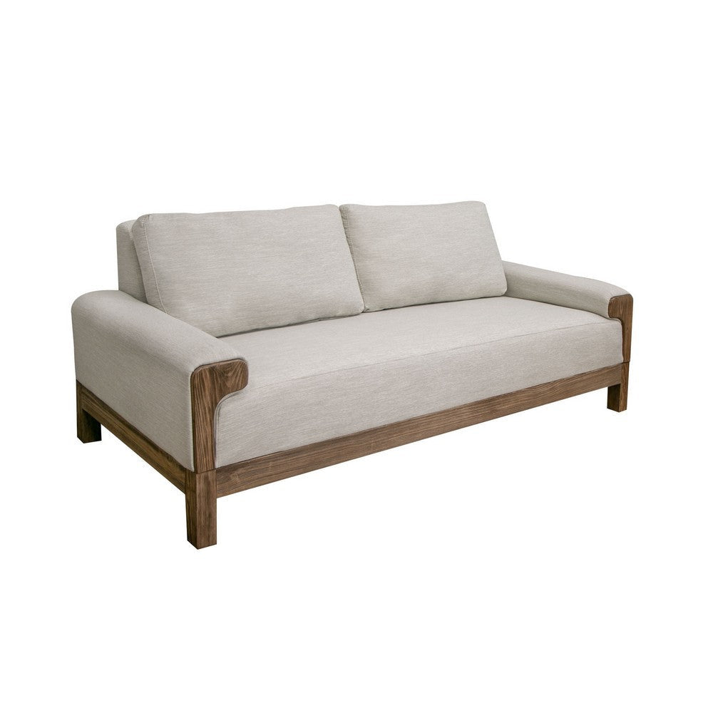 Caisy Loveseat, White Polyester, Foam Cushions, Solid Pine Wood, 69 Inch By Casagear Home