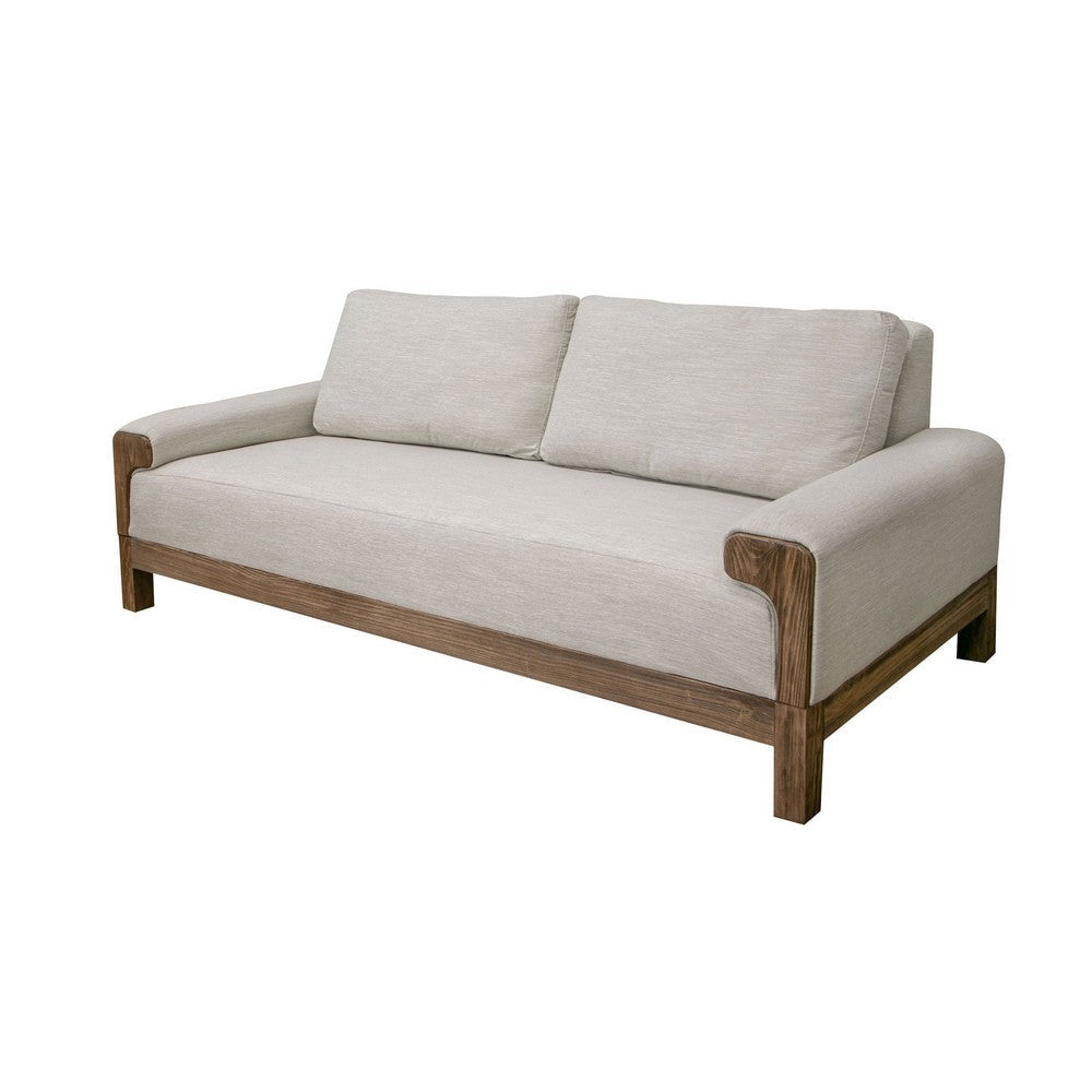 Caisy Sofa White Polyester Foam Cushions Solid Pine Wood Frame 93 Inch By Casagear Home BM320814