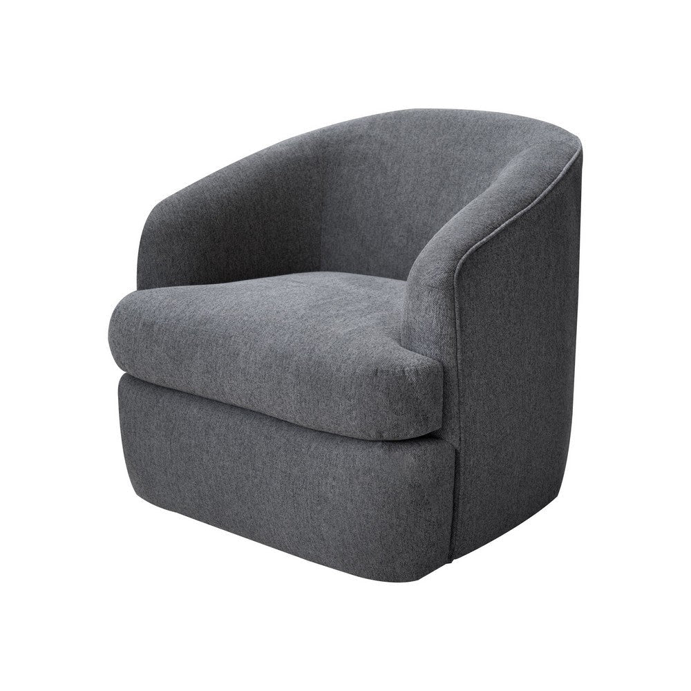 Lessy Swivel Accent Chair Iron Gray Polyester Soft Plush Foam Metal By Casagear Home BM320836