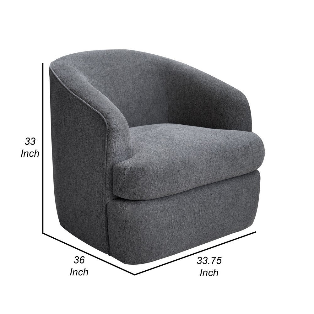 Lessy Swivel Accent Chair Iron Gray Polyester Soft Plush Foam Metal By Casagear Home BM320836