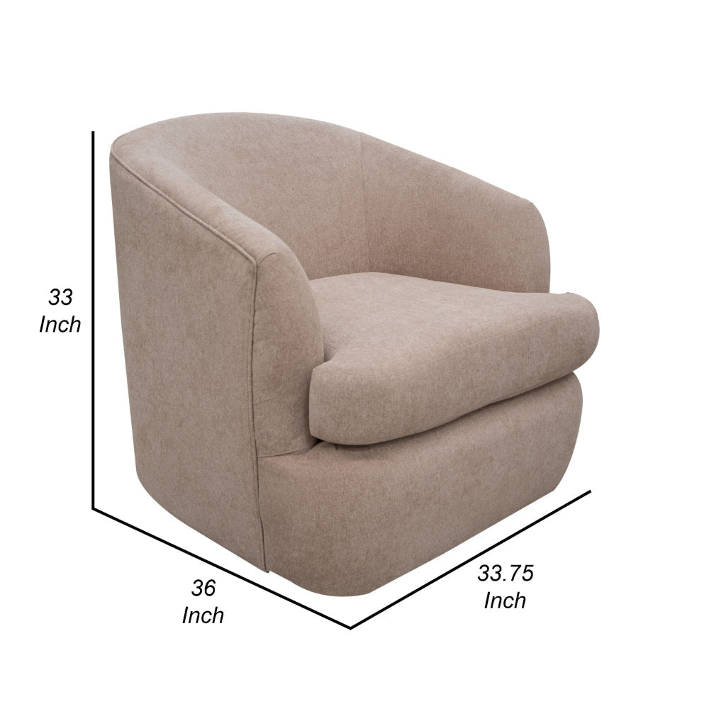 Lessy Swivel Accent Chair Light Brown Polyester Soft Plush Foam Metal By Casagear Home BM320837