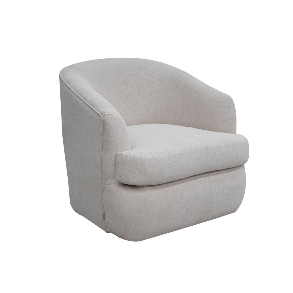 Lessy Swivel Accent Chair, Plush White Polyester, Soft Plush Foam, Metal By Casagear Home