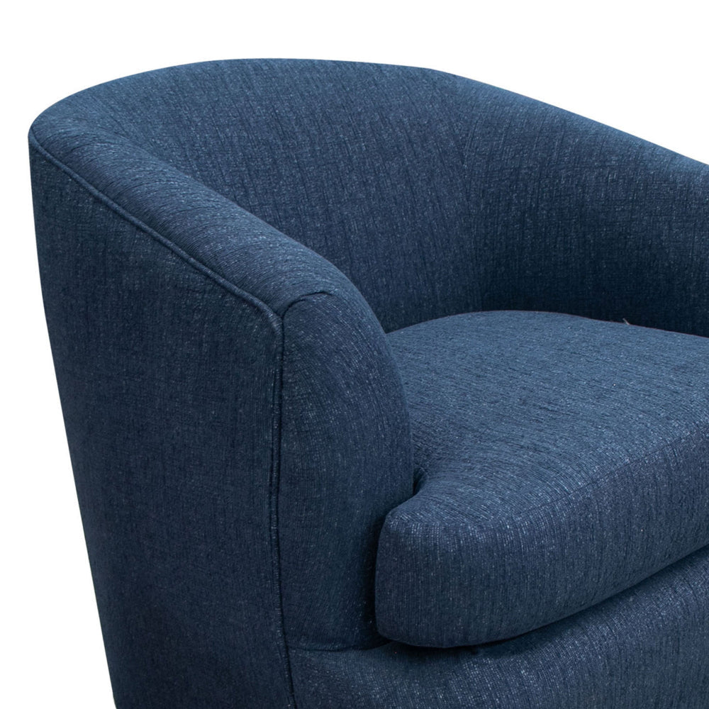 Lessy Swivel Accent Chair Navy Blue Polyester Soft Plush Foam Metal By Casagear Home BM320841