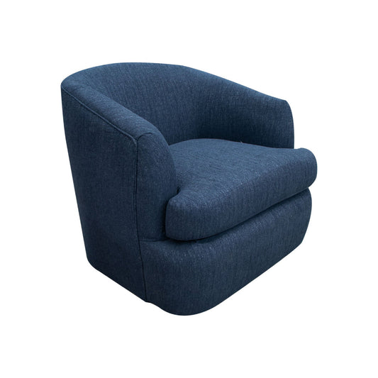 Lessy Swivel Accent Chair, Navy Blue Polyester, Soft Plush Foam, Metal By Casagear Home