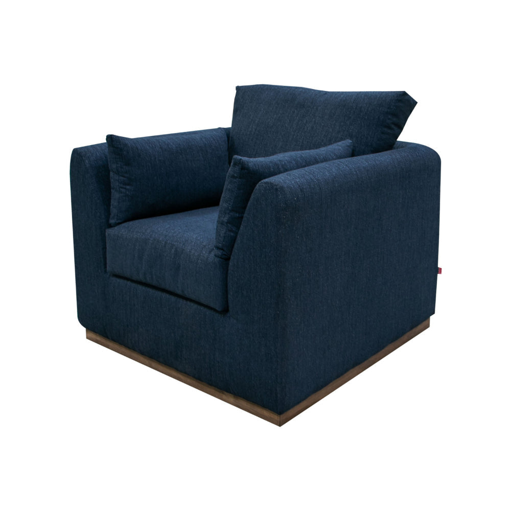 Sian Accent Chair Navy Blue Polyester 1 Throw Pillow Solid Pine Wood By Casagear Home BM320846