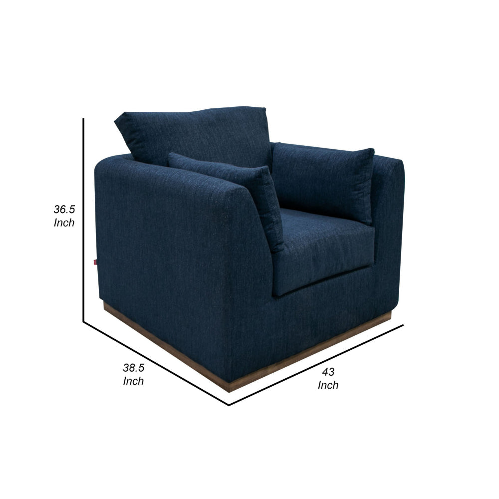 Sian Accent Chair Navy Blue Polyester 1 Throw Pillow Solid Pine Wood By Casagear Home BM320846