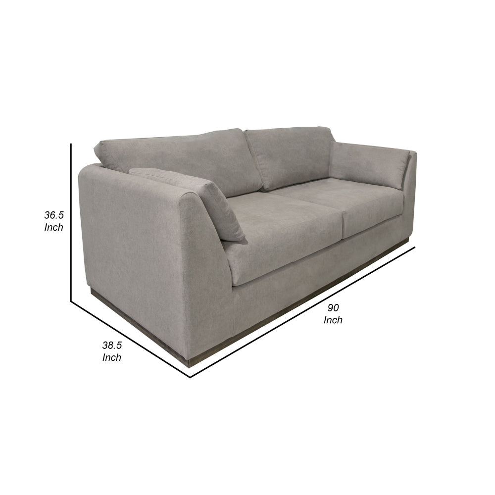 Sian Sofa Almond Gray Polyester 2 Pillows Solid Pine Wood 90 Inch By Casagear Home BM320852