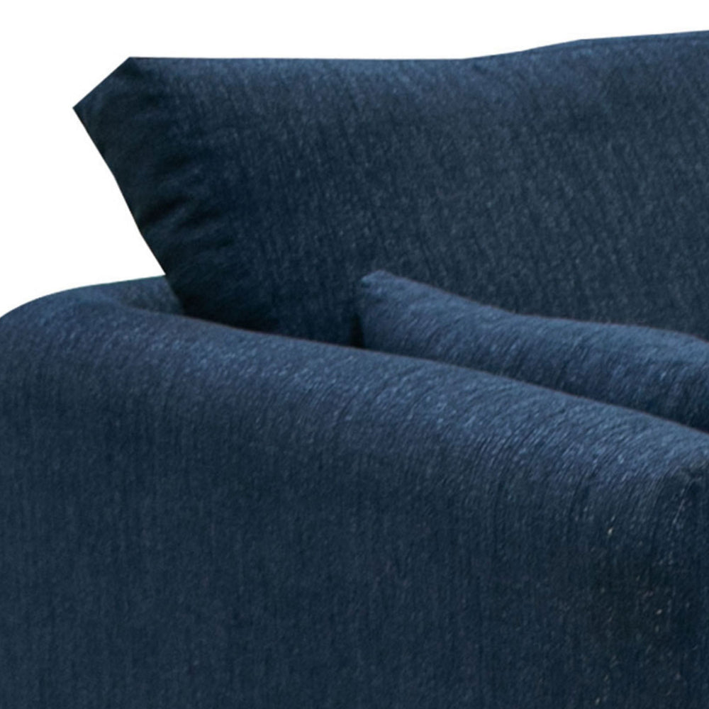 Sian Sofa Navy Blue Polyester 2 Throw Pillows Solid Pine Wood 90 Inch By Casagear Home BM320854