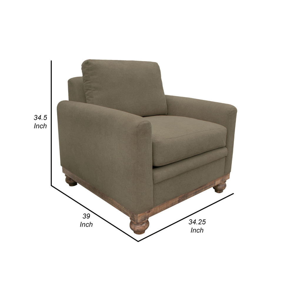 Ata Accent Chair Light Brown Polyester 1 Throw Pillow Brown Solid Wood By Casagear Home BM320857