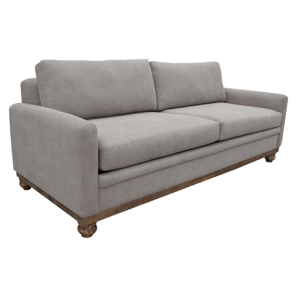 Ata Sofa, Almond Gray Polyester, 2 Pillows, Brown Solid Wood, 86 Inch By Casagear Home