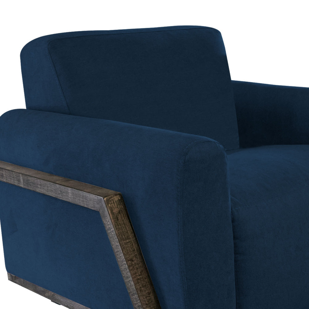 Kelly Accent Chair Navy Blue Polyester 1 Throw Pillow Brown Solid Wood By Casagear Home BM320871