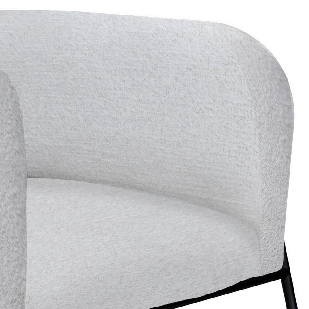 Mika Accent Chair Ivory Polyester Soft Plush Foam Black Metal Frame By Casagear Home BM320882