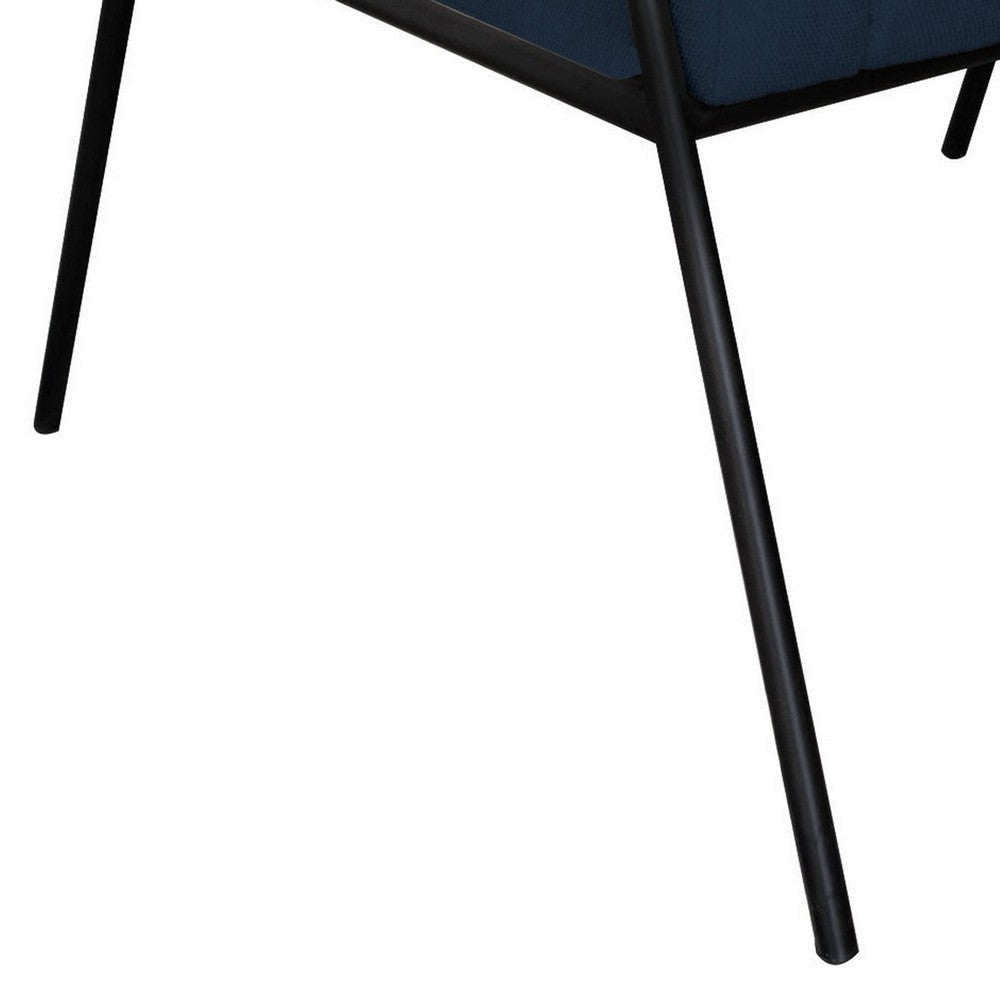 Mika Accent Chair Navy Blue Polyester Soft Plush Foam Black Metal Frame By Casagear Home BM320888