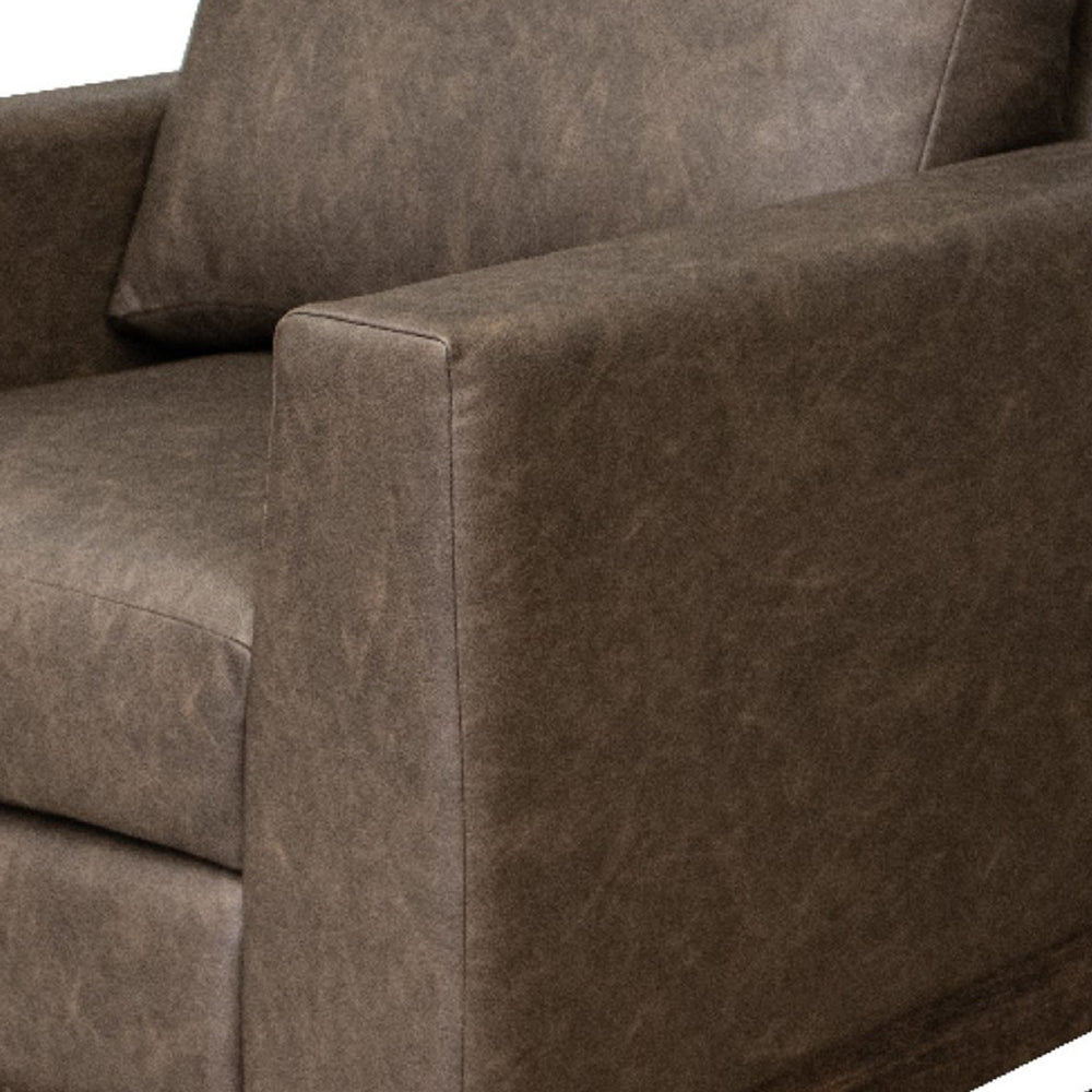 Berry Accent Chair Chocolate Brown Faux Leather Plush Foam Solid Wood By Casagear Home BM320889